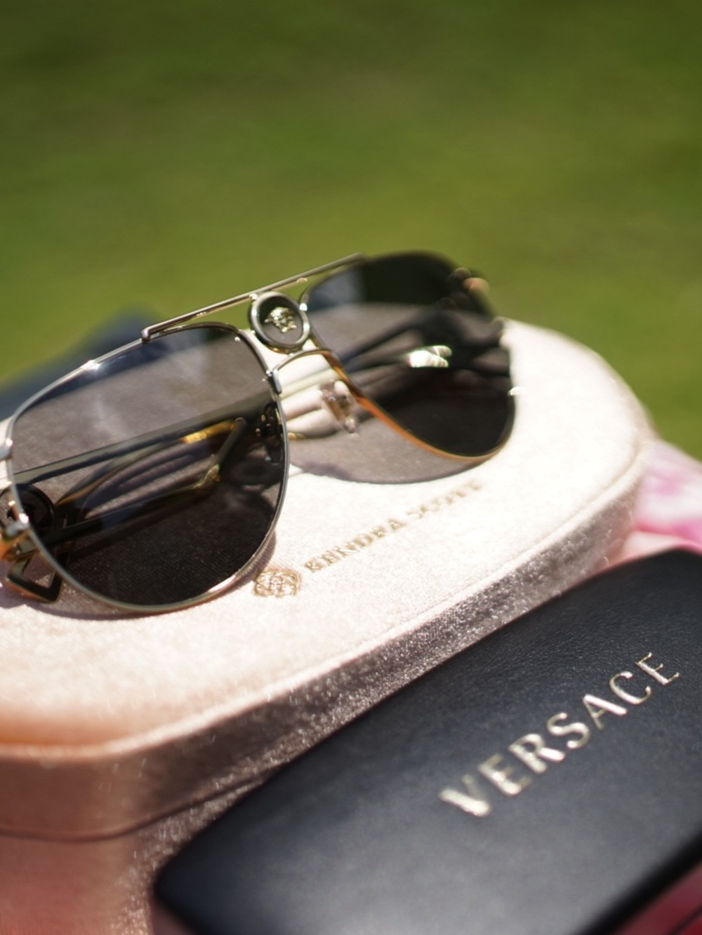 Versace Gold Wired Aviator Sunglasses